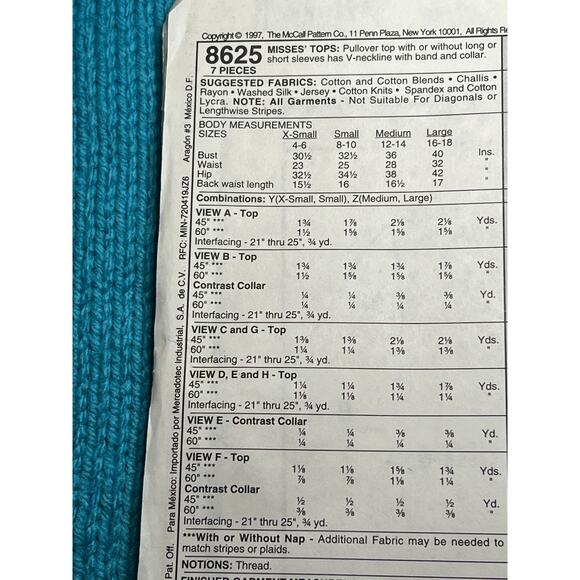 McCalls 8625 Sewing pattern polo shirt long or short sleeve size M L - Picture 4 of 6
